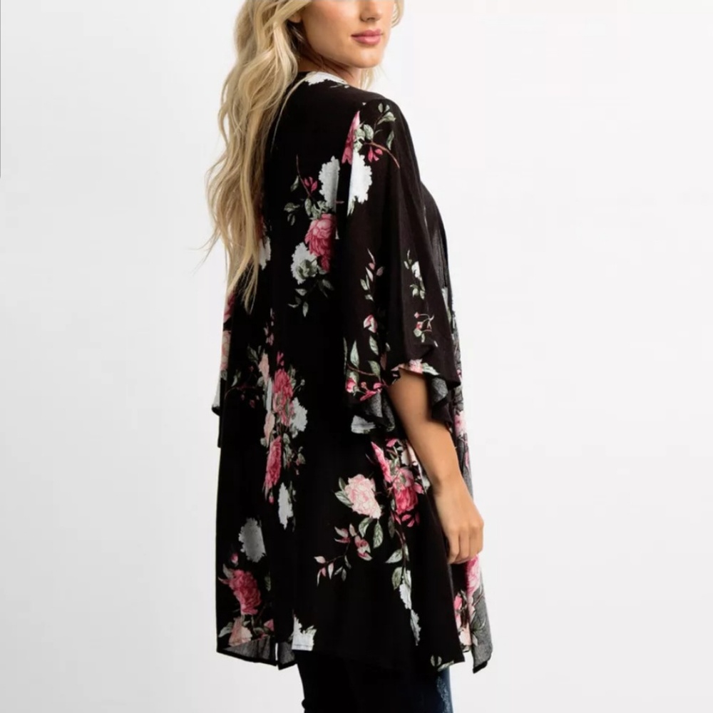 Open Floral Kimono Top - Picture 3 of 7
